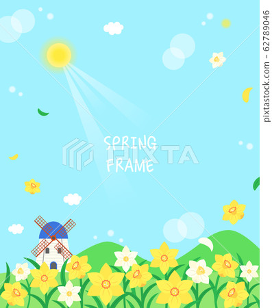 Warm spring flower landscape frame 2 - Stock Illustration [62789046 ...