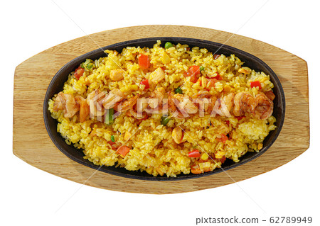 tyahan with squid, shrimp frying pan isolated tyahan with squid, shrimp frying pan isolated 62789949