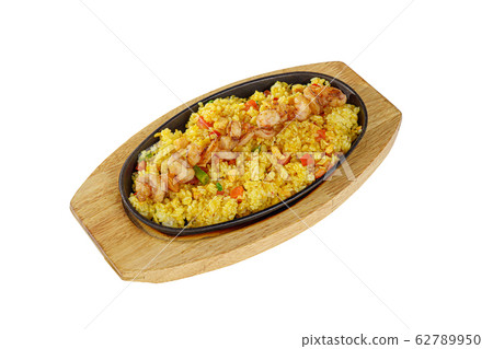 tyahan with squid, shrimp frying pan isolated tyahan with squid, shrimp frying pan isolated 62789950