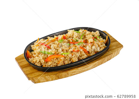 Vegetarian rice with vegetables frying pan 62789958