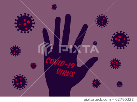 Covid-19 virus written on a hand with Covid-19 62790328