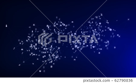 Plexus of social network symbols in blue backdrop Plexus of social network symbols in blue backdrop 62790836