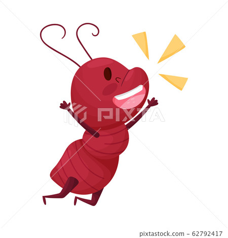 Cute Ant Character Jumping with Joy and Shouting Vector Illustration Cute Ant Character Jumping with Joy and Shouting Vector Illustration 62792417