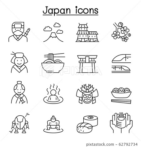 japan icon set in thin line style japan icon set in thin line style 62792734