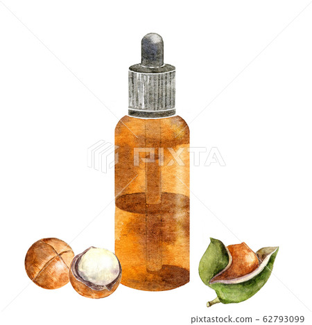 Watercolor glass dropper with macadamia  oil 62793099