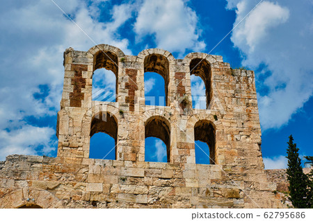 Ruins of Odeon of Herodes Atticus Roman theater. Athens, Greece 62795686