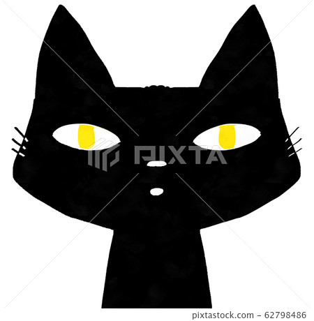 A black cat with yellow eyes looking at it A black cat with yellow eyes looking at it 62798486