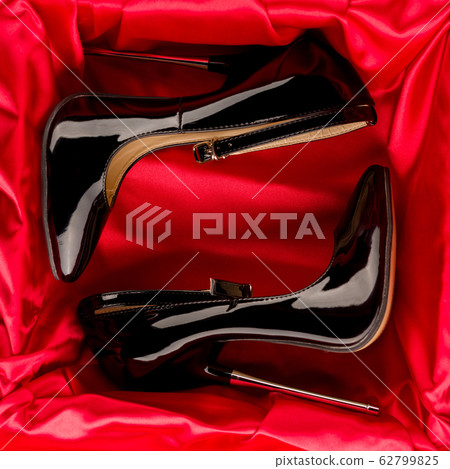 Black fetish shiny patent leather stiletto high 62799825