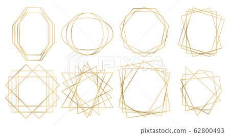Gold geometric polygonal frames 62800493