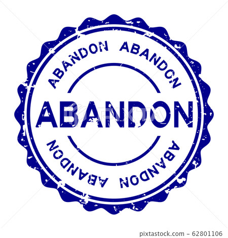 Grunge blue abandon word round rubber seal stamp 62801106