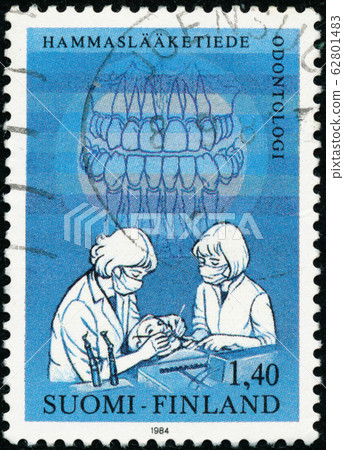 Vintage stamp printed in Finland 1984 show Vintage stamp printed in Finland 1984 show 62801483
