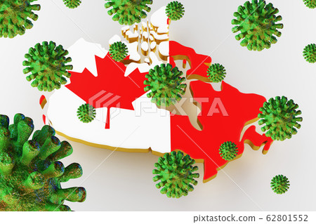Contagious HIV AIDS, Flur or Coronavirus with Canada map. 3D rendering 62801552