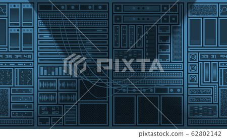 Blue servers and indicators illustration Blue servers and indicators illustration 62802142