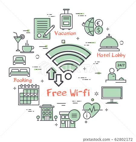 Vector hotel service square concept - Free Wifi 62802172