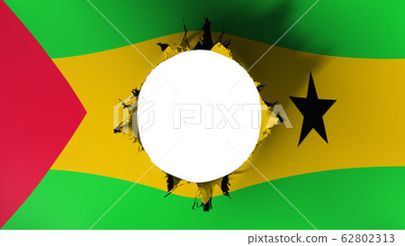 Hole cut in the flag of Sao Tome and Principe Hole cut in the flag of Sao Tome and Principe 62802313