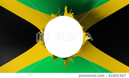 Hole cut in the flag of Jamaica 62802367