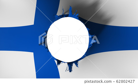 Hole cut in the flag of Finland Hole cut in the flag of Finland 62802427