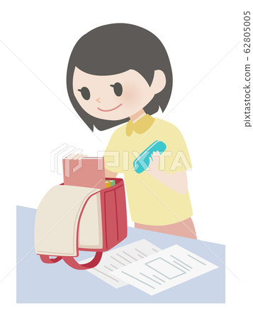 A girl in a school bag - Stock Illustration [65318096] - PIXTA