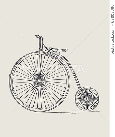 Penny-farthing retro bicycle sketch 62805396