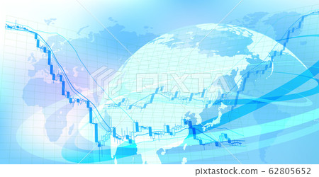 World map and stock chart image-blue earth background 62805652