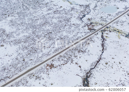 Aerial view of white snow mountain in Lofoten 62806057