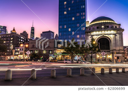 Evening view of city buildings in Chinatown 62806699