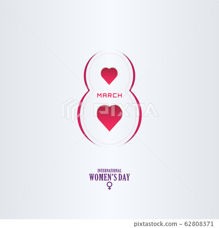 March 8th paper cut icon with heart shapes poster 62808371