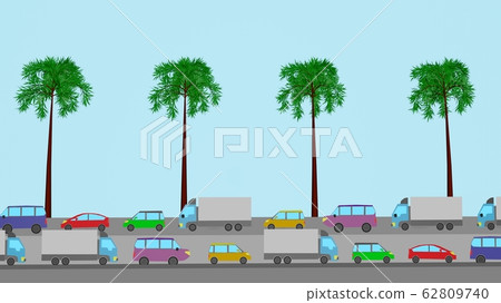 Car traffic and palm trees Car traffic and palm trees 62809740