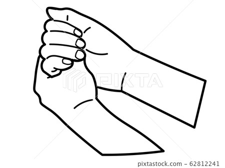 Illustration of hand washing thumbs black and white 62812241