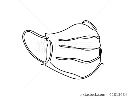 Continuous one line illustratione of Safety breathing Industrial safety N95 or covid-19 and corona virus masks. Continuous one line illustratione of Safety breathing Industrial safety N95 or covid-19 and corona virus masks. 62813684