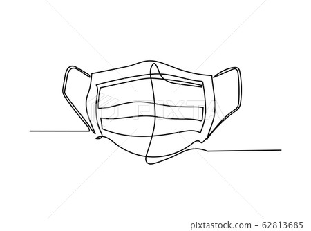 Continuous one line illustratione of Safety breathing Industrial safety N95 or covid-19 and corona virus masks. 62813685