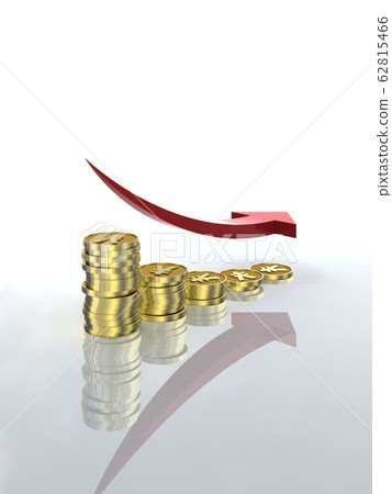 CG illustrations Coins and arrows yen arranged in a decreasing graph 62815466
