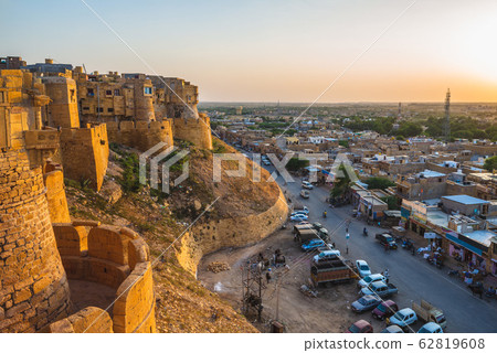 city view with jaisalmer fort in rajasthan, india 62819608