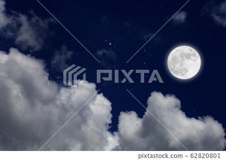 Full moon with starry and clouds background. Full moon with starry and clouds background. 62820801