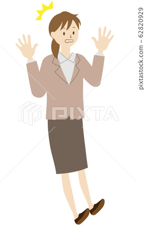 Illustration of a woman (teacher) standing (surprise pose) Illustration of a woman (teacher) standing (surprise pose) 62820929