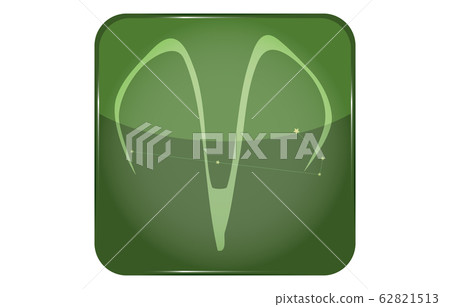 12 constellations green button icon with star shape added: Aries 62821513