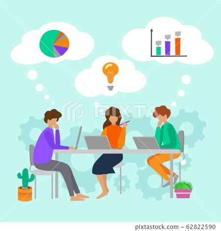 Business team, working brainstorming communicating analytics group meeting vector illustration. 62822590