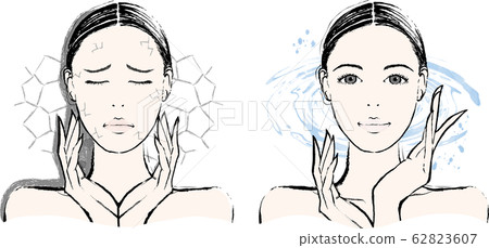 Women Dry skin Before and After 62823607