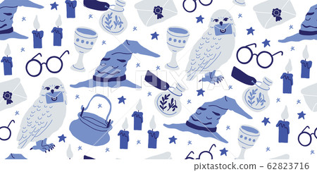 seamless pattern with elements of school of magic seamless pattern with elements of school of magic 62823716