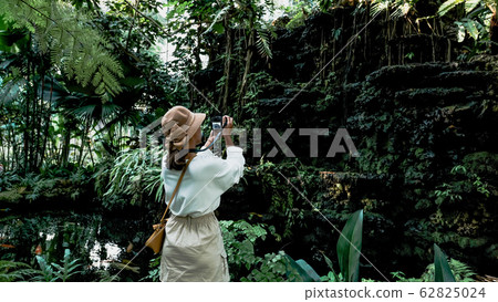Tourists taking pictures of ornamental gardens and waterfalls 62825024