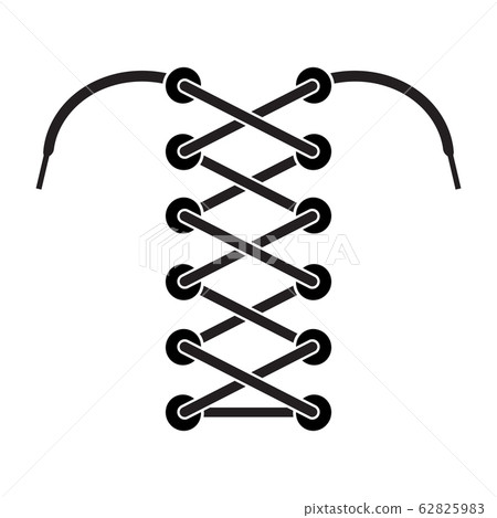 Black Shoelace Icon Isolated on White Background Black Shoelace Icon Isolated on White Background 62825983
