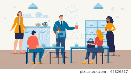Coffee Break in Office Trendy Flat Vector Concept 62826817
