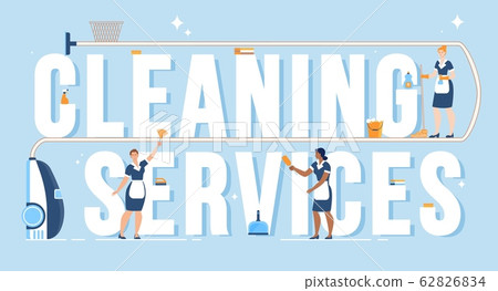 House Cleaning Company Flat Vector Ad Banner 62826834