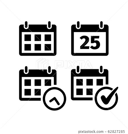 Calendar icon set in flat style on white. Calendar icon set in flat style on white. 62827285