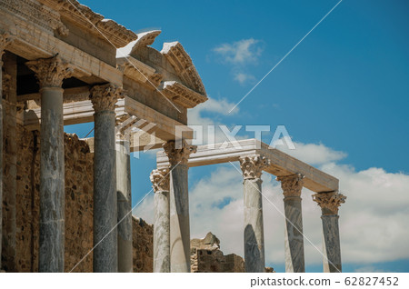 Marble columns and architrave in the Roman Theater of Merida Marble columns and architrave in the Roman Theater of Merida 62827452