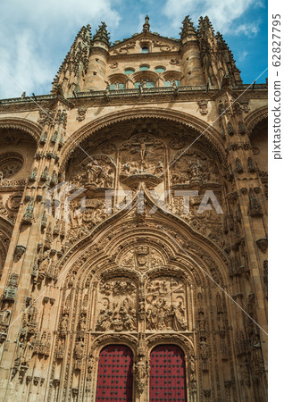 Facade with wooden door on the New Cathedral at Salamanca 62827795