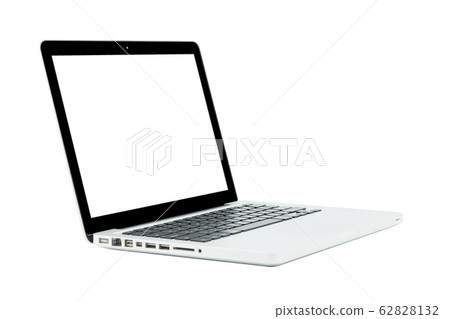 White Laptop with blank screen isolated White Laptop with blank screen isolated 62828132