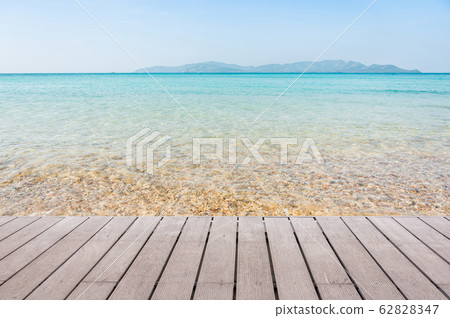 Beach Scene With Wooden Floor Beach Scene With Wooden Floor 62828347