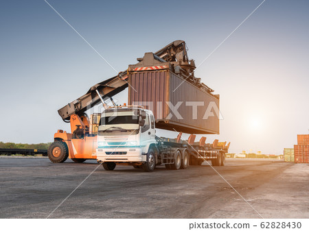 Forklift handling container box loading Forklift handling container box loading 62828430