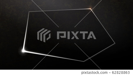 Dark texture background with a pentagonal frame with a light border and glitter 62828863